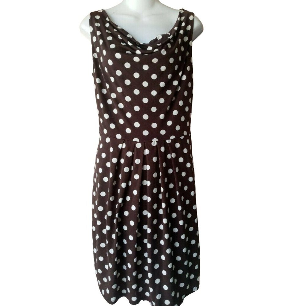 Carrie Allen Brown and Beige Polka Dot Dress women's size Large